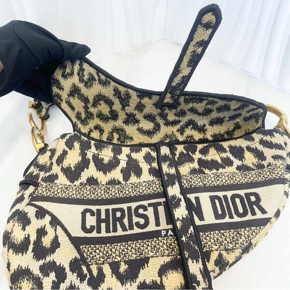 Dior Leopard Multicolor Mizza Embroidery Saddle Bag - Picture 8 of 11